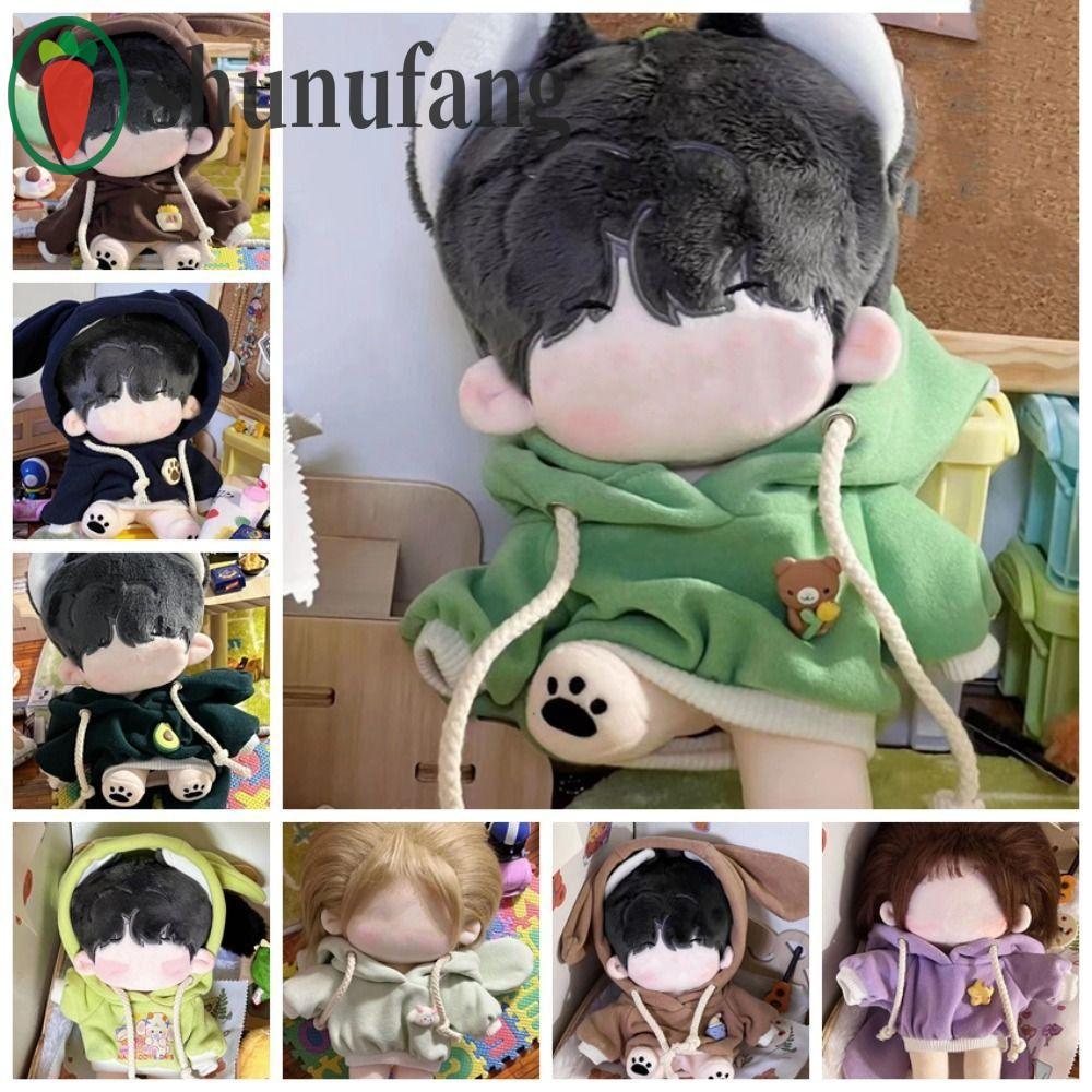 UNUF มินิเสื้อกันหนาวหมวกผ้าฝ้าย 20 ซม. ทําด้วยมือ สีสันน่ารัก สําหรับตุ๊กตาสาว พร้อมชุดกันหนาว