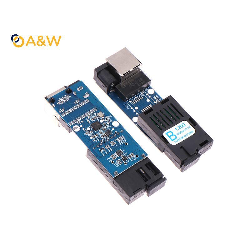 A&W Mini Gigabit Fiber Optical Media Converter 1000Mbps Single Mode 3-5Km UPC/APC SC-Port A/B Port