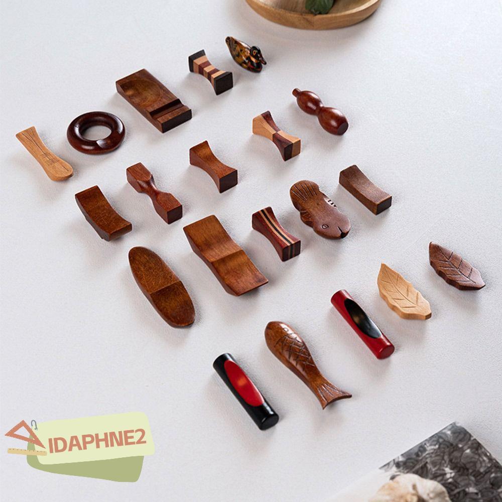 IDAPHNE2 6 ชิ้นที่วางตะเกียบไม้สไตล์ญี่ปุ่นช้อนบนโต๊ะอาหารในครัว