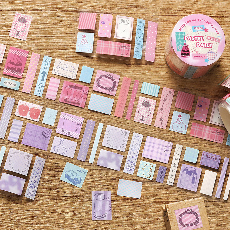 ไดลี่|40 มม. * 3 M All-Match Retro รูปแบบ Writable เทปคู่มือ DIY Die-ฟรีตัด Die ตัดสติกเกอร์นักเรียนคู่มือฐาน Collage สติกเกอร์ตกแต่ง