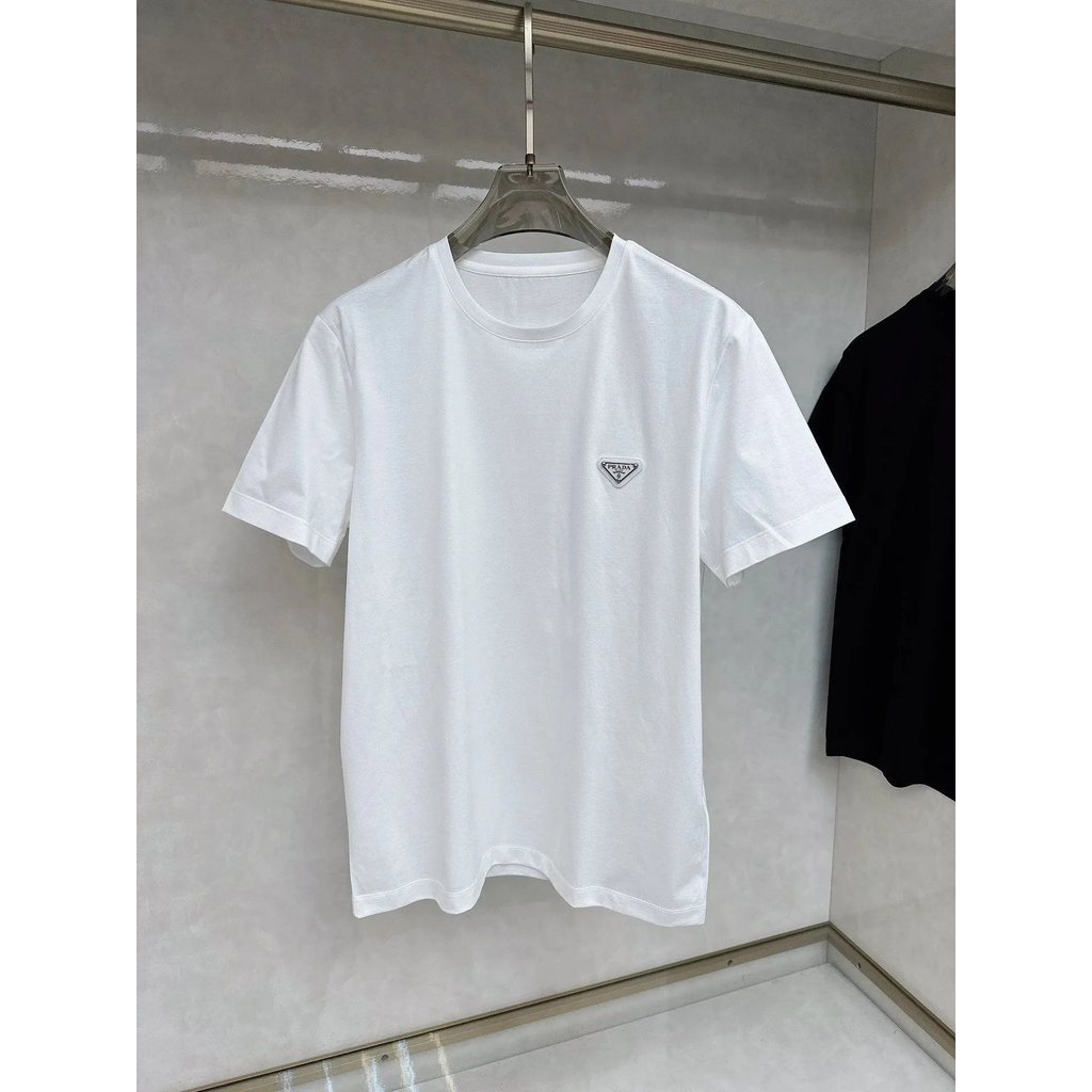 Prada prada เสื้อผ้า prada ฤดูใบไม้ผลิฤดูร้อน Bottoming เสื้อกันหนาวรอบคอยี่ห้อ prada สไตล์ผู้ชายผู้
