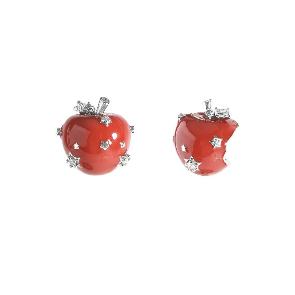 [miaom] Paradise Series ต่างหู Apple สีแดงขนาดใหญ่ Niche ต่างหู Apple สีแดงสามมิติที่ไม่ซ้ํากัน