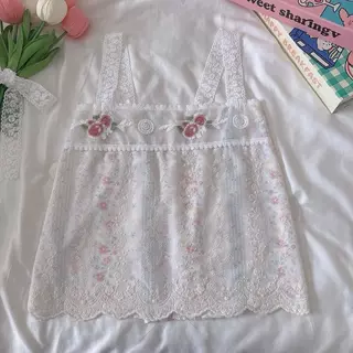 Flower look สายเดี่ยวลูกไม้ ผ้าฉลุลูกไม้ กางเกงลูกไม้ น่ารักมาก t6+t16