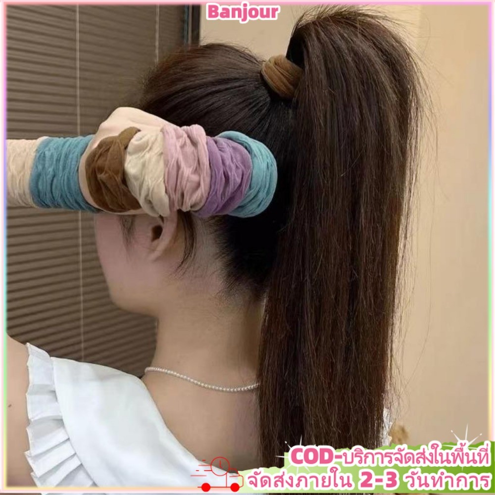 30 ชิ้นแฟชั่นสีทึบความยืดหยุ่นเชือกผม Scrunchies ทนทานผมหางม้าผู้หญิง Hairbands