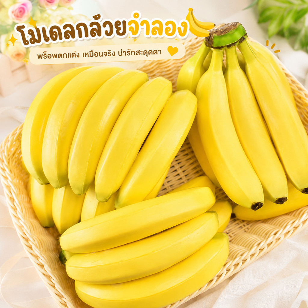 กล้วย กล้วยหอมปลอม ตกแต่งบ้าน แต่งคาเฟ่ ผลไม้ปลอม ผลไม้ประดิษฐ์ ผลไม้เทียม งานสวย เหมือนจริงมากๆ
