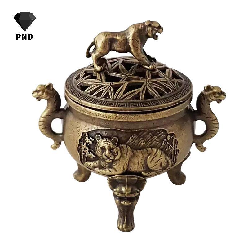 PND Vintage Alloy ธูป Burner Sti ผู้ถือสามขา Hollow Out Mini ไม้จันทน์ Censer ธูป Burner ตกแต่งบ้าน raoog