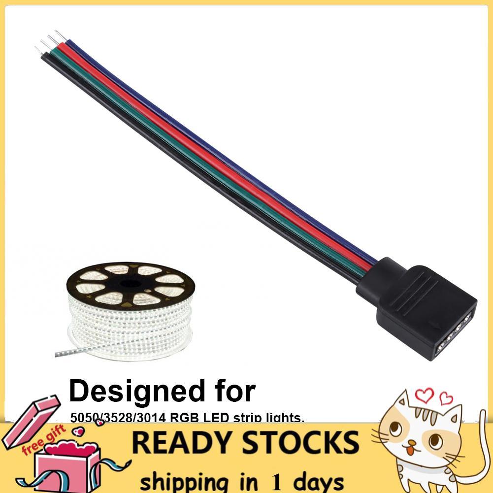 Macospice 4 PIN RGB LED Strip Connector สำหรับ 5050-3528-3014 20pcs 10cm ชายหญิงขยายสายกันน้ำ Solder