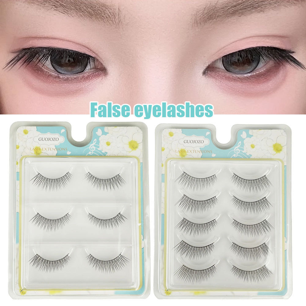 เด็กตรงขนตาใยสังเคราะห์ผู้ชายคอสเพลย์ Lashes 7-13 มม.C Curl Hard Stem เครื่องมือแต่งหน้าความงามใหม่ 3/5 คู่