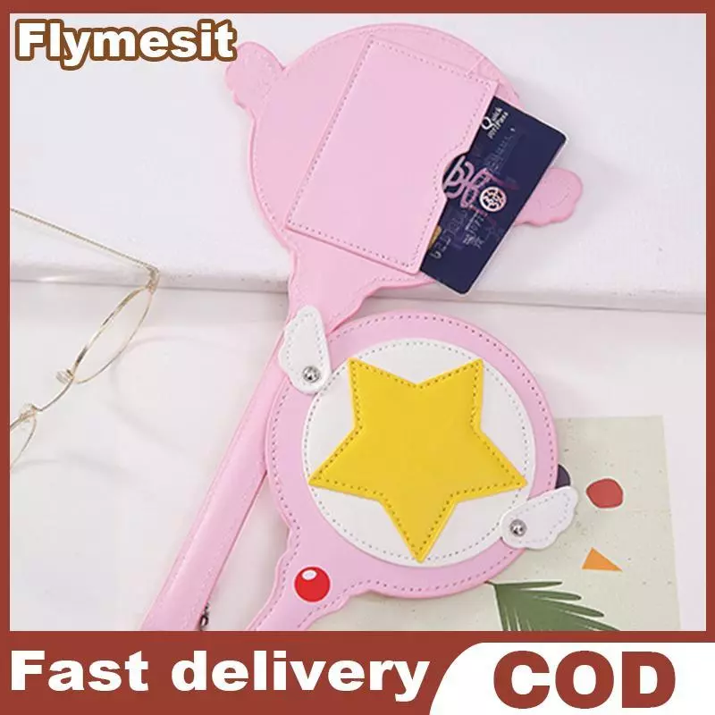 Flymesit Kawaii Cardcaptor Sakura Magic Wand ของเล่นการ์ดรถบัสผู้ถือบัตร Cerberus เจ้าหญิงสีชมพูน่ารัก Star Rod อะนิเมะของเล่น EN