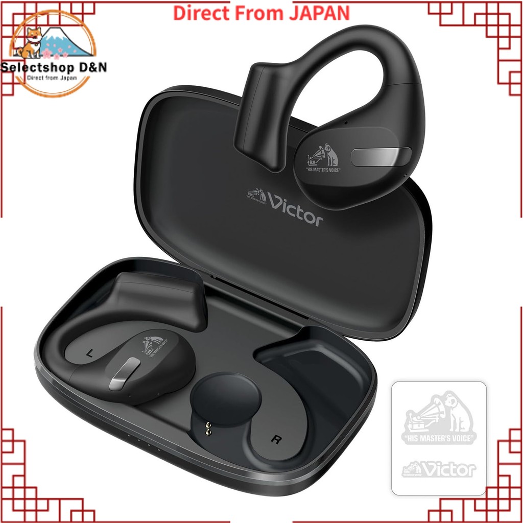 JVC Kenwood Victor HA-NP50T-BA Wireless Earphones Bluetooth Open Ear Listening without covering your