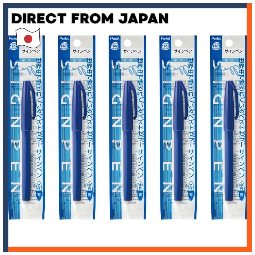 Pentel Water-Based Sign Pen Blue Set Of 5 XS520-CD