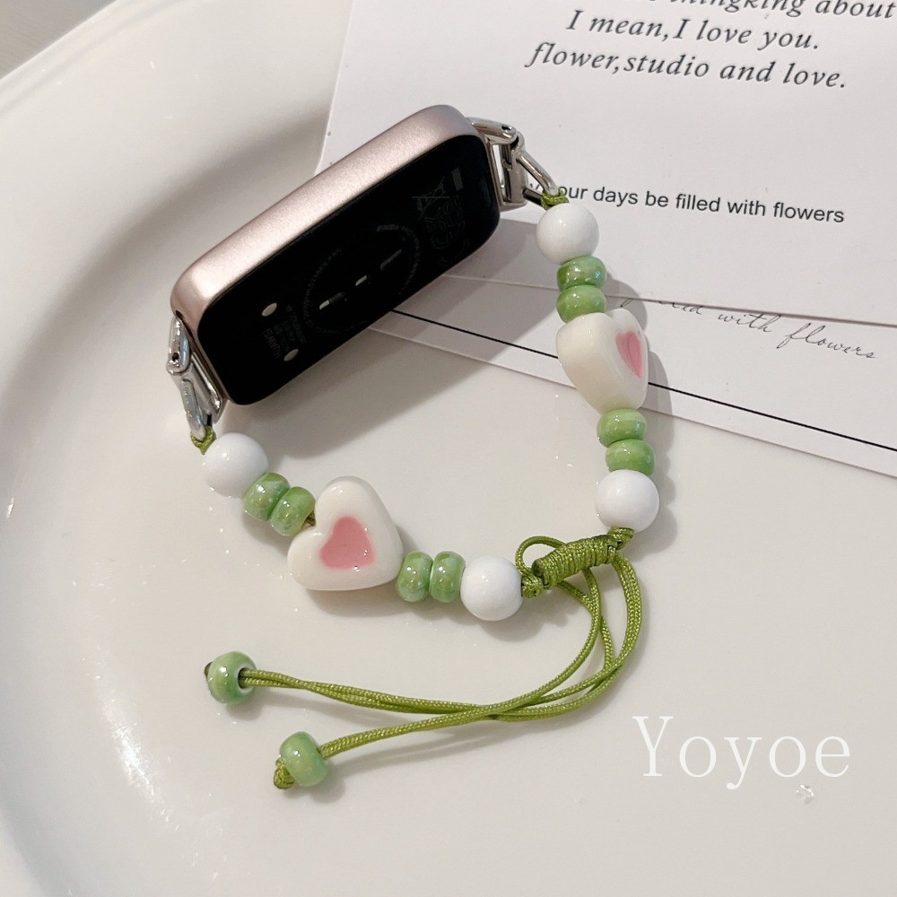 เซรามิคลูกปัดสําหรับ Huawei Band 8 9 10 NFC ปรับ Brecelet สําหรับ Huawei นาฬิกา Fit 3 4 Pro สายรัดข้อมืออุปกรณ์เสริม