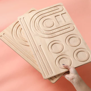 ถาดร้อยลูกปัดไม้แท้ (Bamboo) บอร์ดออกแบบสร้อยคอ กำไลข้อมือ มีสเกลวัดขนาด สำหรับงาน DIY แฮนด์เมดมืออาชีพ