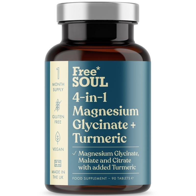 Magnesium Glycinate + ขมิ้น 4-in-1 Complex By Free Soul | อาหารเสริมแมกนีเซียม Triple-Strength พร้อม