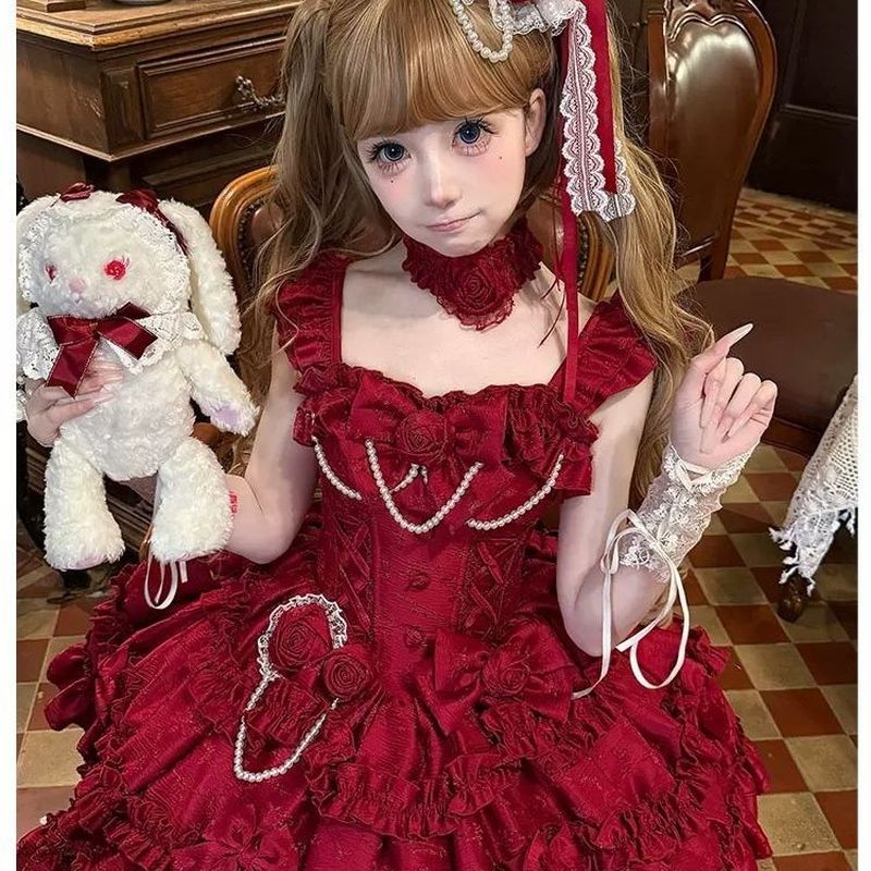 Ready Stock lolita Skirt lolita lolita jsk Dress Dress Elegant Lolitacos Princess/Beads 4.21