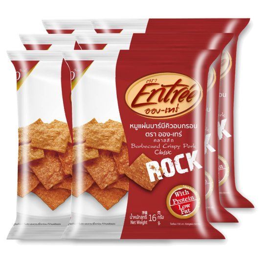 [สินค้าส่งด่วน] อองเทร่ หมูแผ่นบาร์บีคิวคลาสสิค16ก.X6 ENTREE CLASSIC CRISPY ROCK 16 G.X6