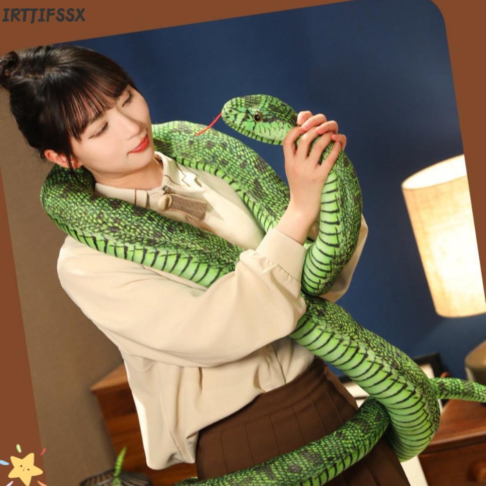 IRTJIFSSX งูยักษ์ของเล่น, ตุ๊กตาสัตว์สีเหลืองสีเขียวประดิษฐ์ Python ของเล่นตุ๊กตา, เลียนแบบ 110/160 ซม. จําลองตลกตุ๊กตาสัตว์เลื้อยคลาน Spoof Joke