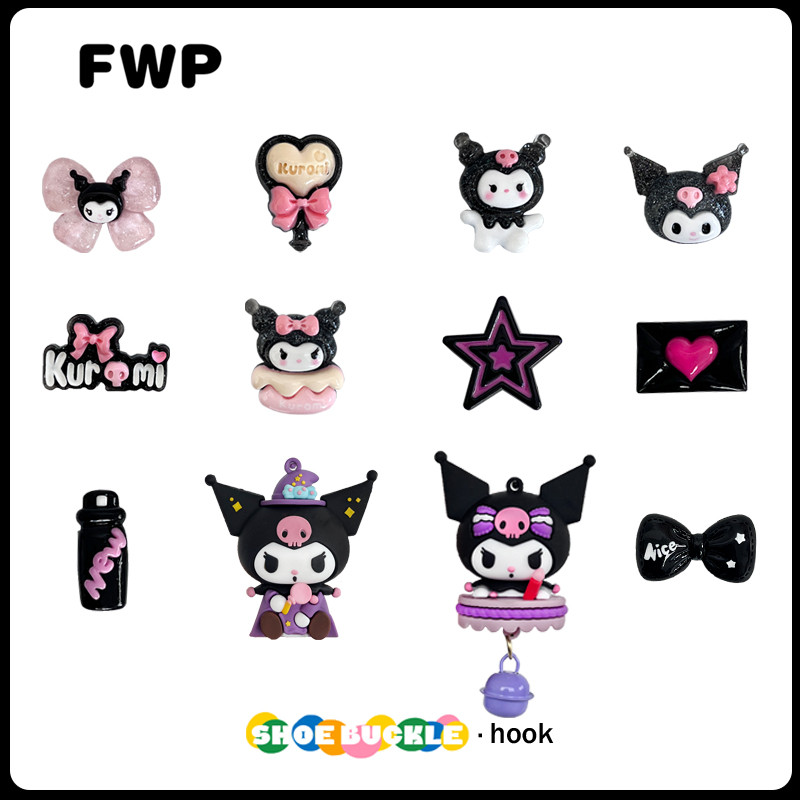 jibbitz crocs crybaby จิ๊บบิท crocs อุปกรณ์ประดับรองเท้าแบบ DIY สไตล์ Kuromi และลาย꽃 สำหรับ Crocs ออ