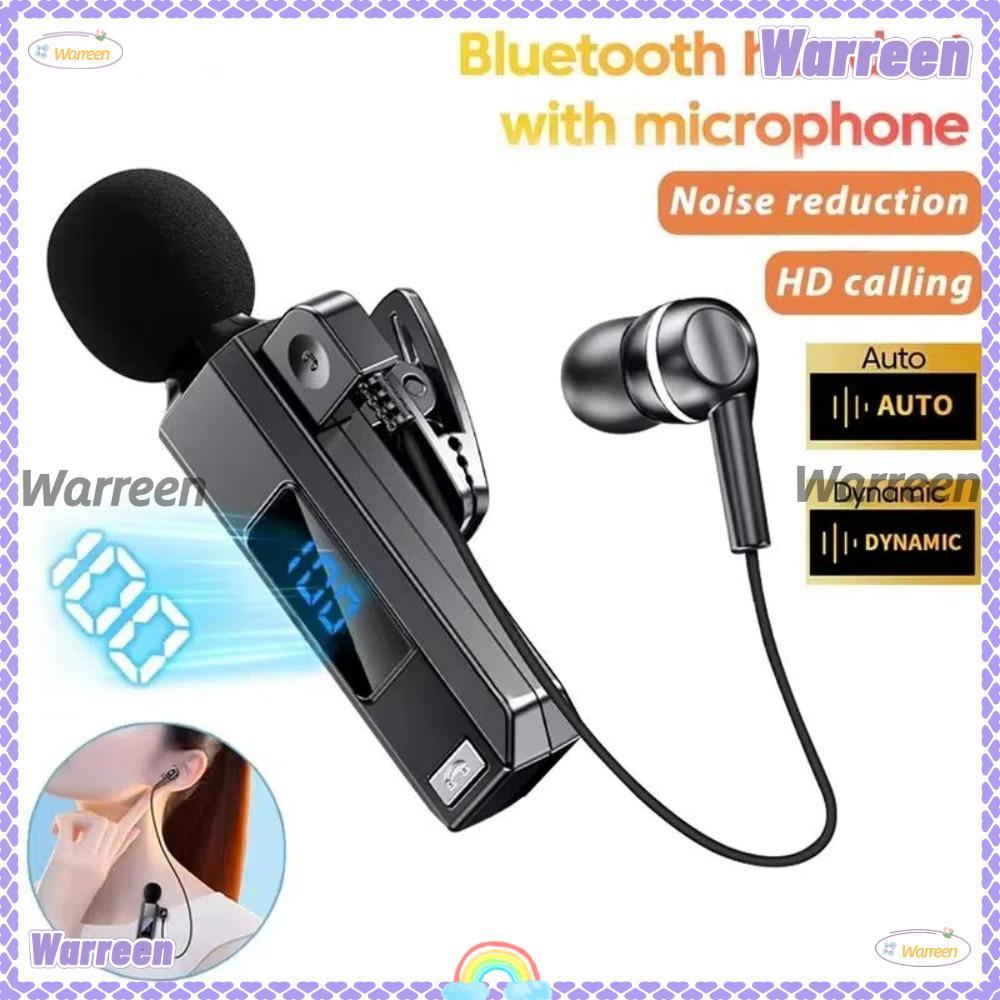 WARREEN หูฟังแบบหนีบคอปก, ตัดเสียงรบกวนพร้อมไมโครโฟนหูฟังไร้สาย, พร้อมการชาร์จ Bluetooth 5.5 HD Call