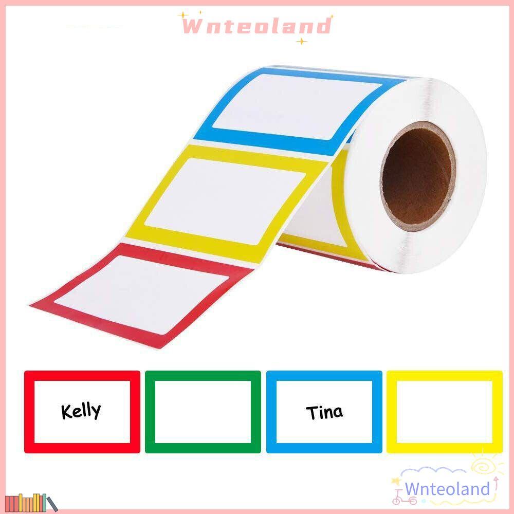 WNTEOLAND ป้ายป้ายชื่อ, สติ๊กเกอร์ฉลาก 1 ม้วนสีสันสดใส, ป้ายจัดกาวสติ๊กเกอร์คุณภาพสูง