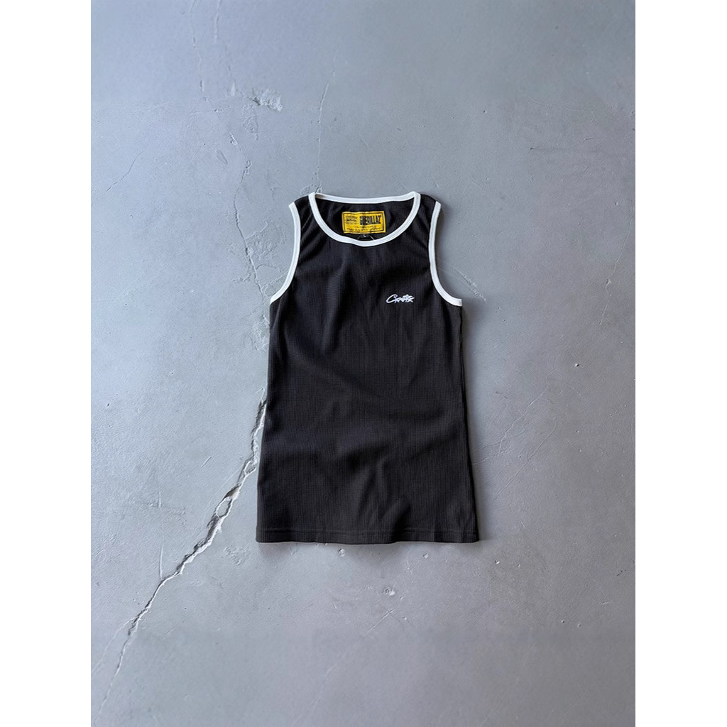 M75E Corteiz Basic letter embroidered round neck tank top, versatile and casual sleeveless T Shirt