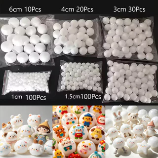 ลูกบอลโฟมแข็งสีขาว DIY Craft Polystyrene Balls รอบ EPS Balls