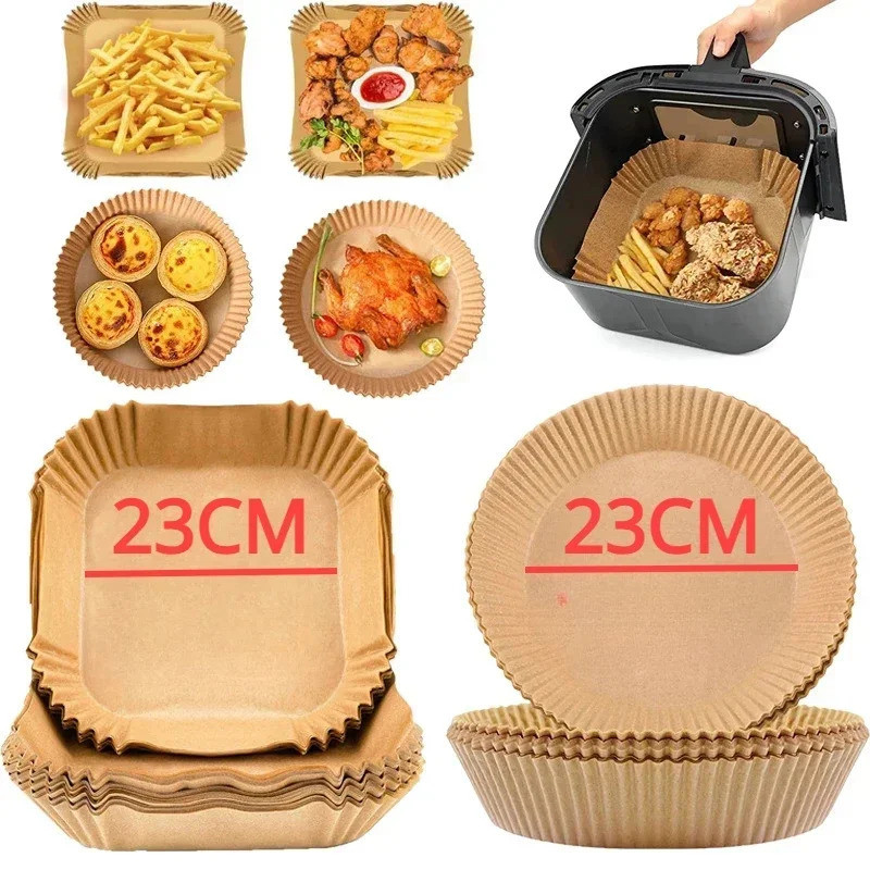 ขนาดใหญ่ 23 ซม.Air Fryer กระดาษแบบใช้แล้วทิ้ง Non-stick Airfryer Parchment กระดาษอบพิเศษสําหรับ 3-10