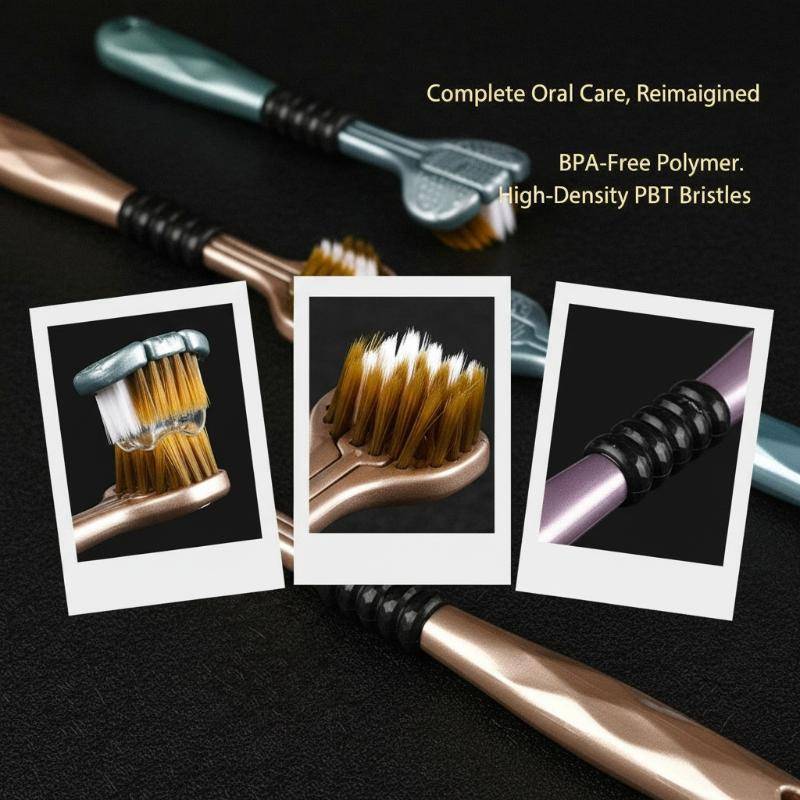 Technicolorsky ชุดแปรงสีฟันขนนุ่ม 3 ด้านสําหรับผู้ใหญ่ Superior Plaque Removal Gum Friendly สําหรับโ