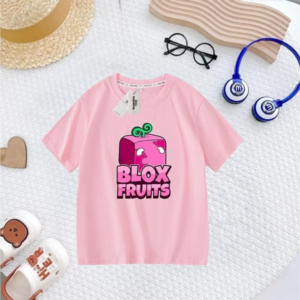 เสื้อยืดเด็กสีชมพูพร้อม BLOX FRUITS DONUT-BLOX FRUIT SPIRIT ROBLOX - YETI สําหรับเด็กชายและเด็กหญิง