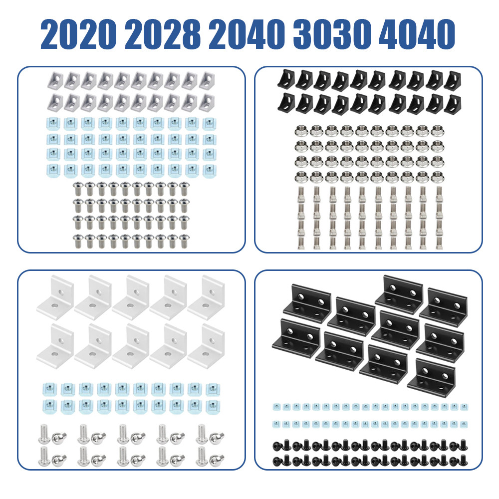 10/20ชิ้นมุมชุดยึดสําหรับอลูมิเนียมโปรไฟล์การอัดรีด2020/2028/2040/3030/4040-รวมถั่วและสกรู