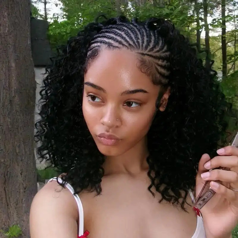 ฟรอยดิโอ เวลักซ์™ ไฟเบอร์ 136 Braided Cornrow Wig Water Wave Lace Front Wig สําหรับผู้หญิง Pre-Cut L