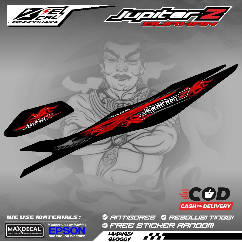 Yamaha Jupiter Z Burhan 5tp Fire Mix Carbon Motif Striping Sticker Variation