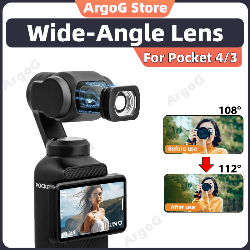 ArgoG เลนส์มุมกว้าง DJI Osmo Pocket 4 / 3 ฟิลเตอร์แม่เหล็ก เพิ่มมุมมองภาพ อุปกรณ์เสริม