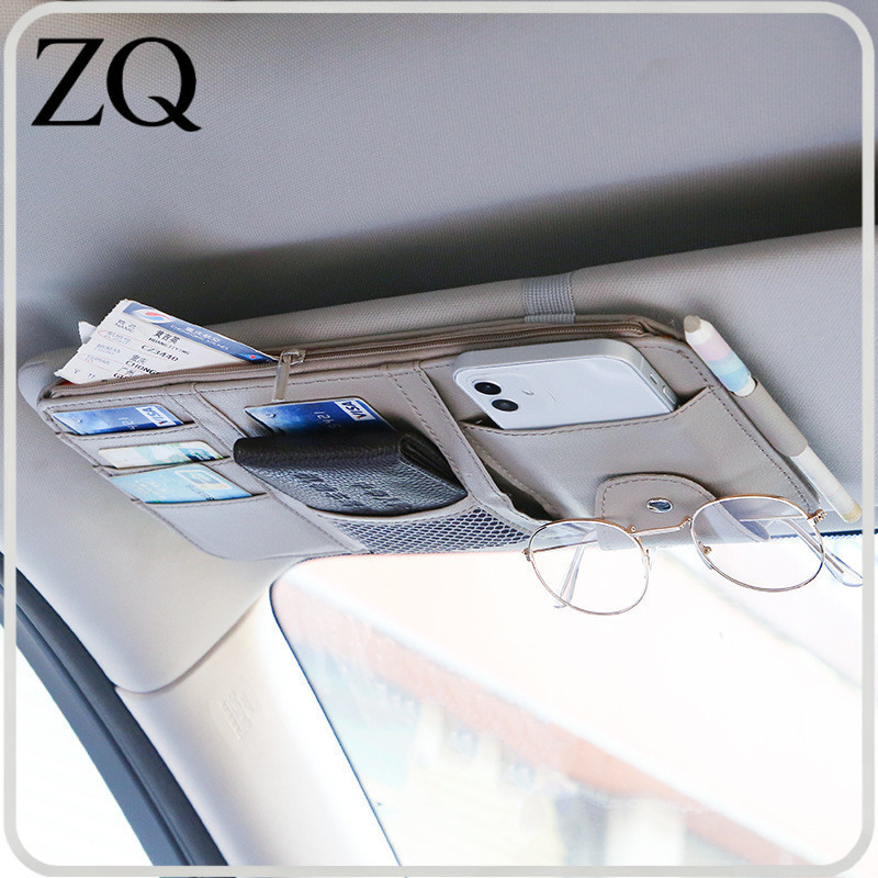 TK0020 กระเป๋าเก็บตั๋วในรถ หนังแท้ สำหรับติดที่บังแดด เก็บการ์ด แว่นตา อเนกประสงค์ กระเป๋าเอกสารเก็บของในรถ ติดทันที ส่งฟรี