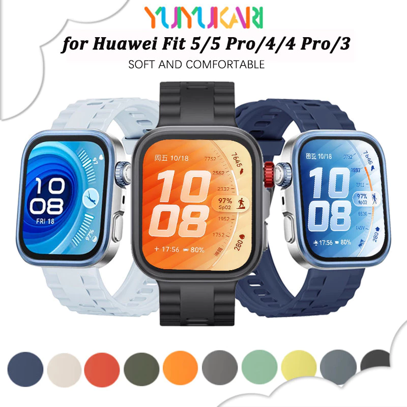 สายรัดซิลิโคนสำหรับ for Huawei Watch Fit 5 4 3 / 5 Pro / 4 Pro อุปกรณ์เสริมสายยางอ่อนสำหรับ for Huawei Fit 3