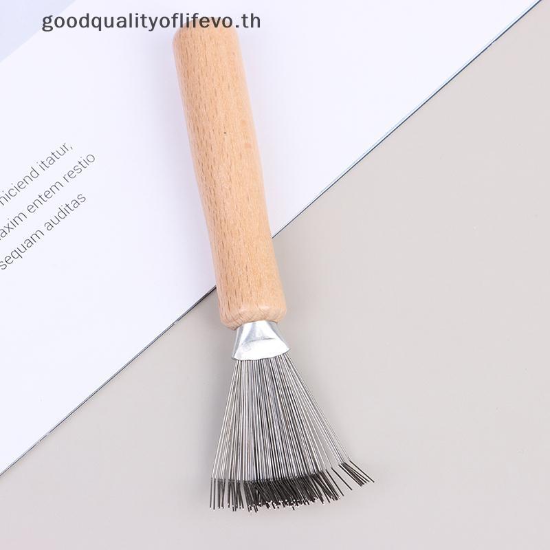 L&Z 1Pc Woodenb Cleaner ทําความสะอาดที่ละเอียดอ่อนที่ถอดออกได้เครื่องมือแปรงผม Handle Embed เครื่องม