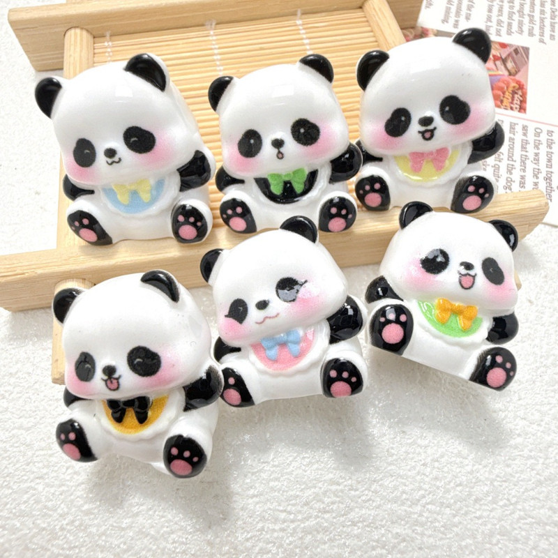 6ชิ้นน่ารักใบหน้าสีชมพูนมวัวเรซิ่นเสน่ห์สําหรับ ทําเอง (14-17)