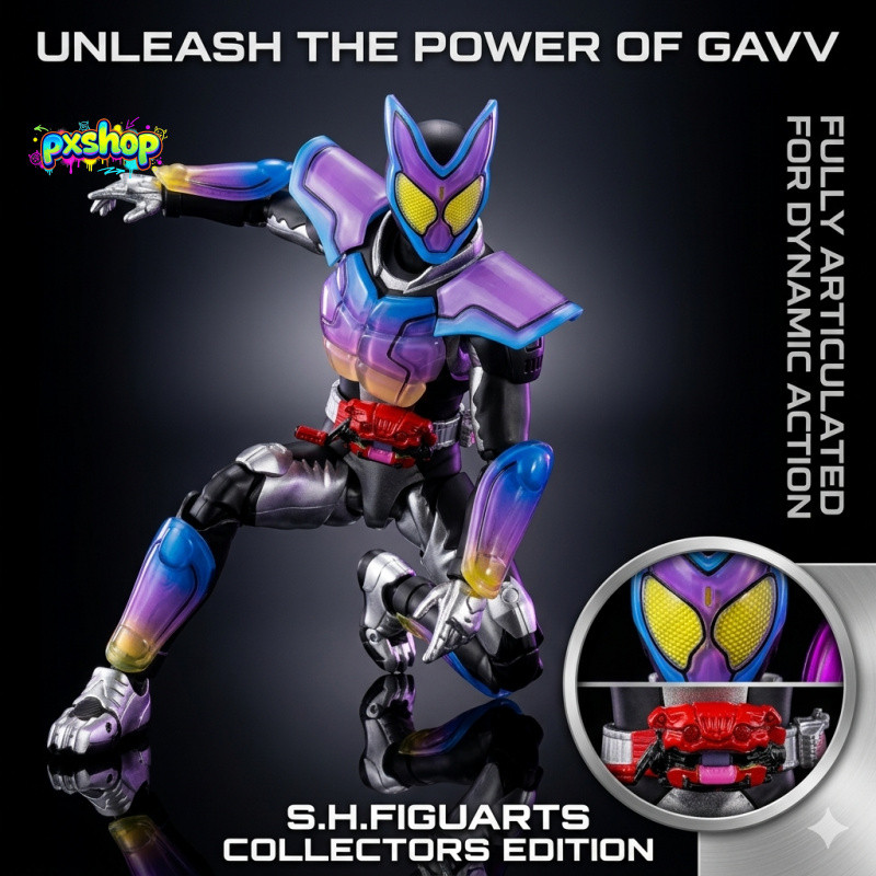 S.H.Figuarts Kamen Rider Gavv Poppingmi Form ฟิกเกอร์ไรเดอร์กาว งานขยับข้อต่อได้ละเอียดสูง โมเดลสะสมสาย Tokusatsu สำหรับตั้งโชว์และแต่งโต๊ะคอม