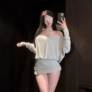 SatinSleepwear🤍🩷กระโปรงเปิดไหล่สไตล์ฝรั่งเศส; เดรสทรงหลวมสไตล์เกาหลี ทรงหลวมใส่สบาย เนื้อผ้าโปร่งสบาย สีสันหลากหลาย.
