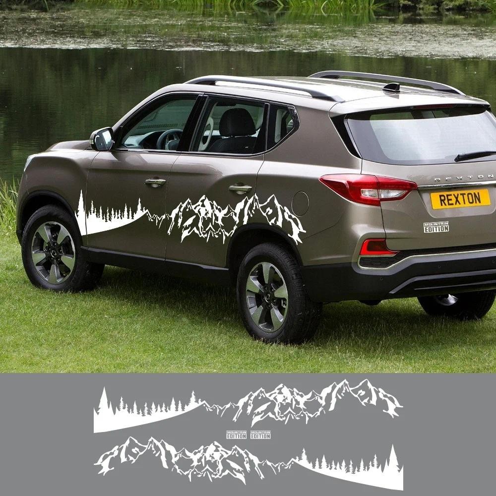 สําหรับSsanyong Rexton 4X4 Y200 ELX Y400 Y450 SUVกราฟิกภูเขาจัดแต่งทรงผมไวนิลDecalรถสติกเกอร์อัตโนมั