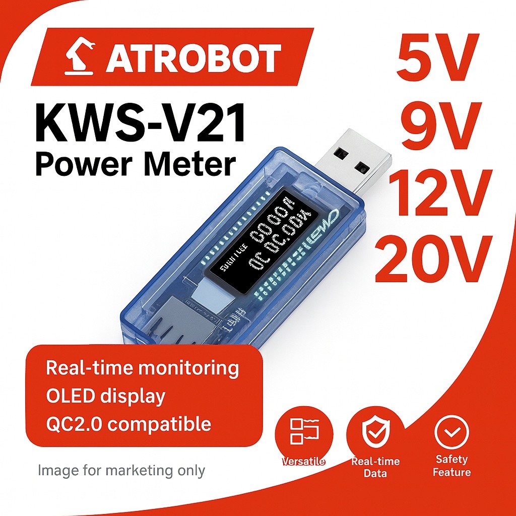 KWS-V21/20 USB Power Meter มิเตอร์วัดไฟ Type-C OLED รองรับ QC2.0 5V-20V แสดงอุณหภูมิ แม่นยำสูง