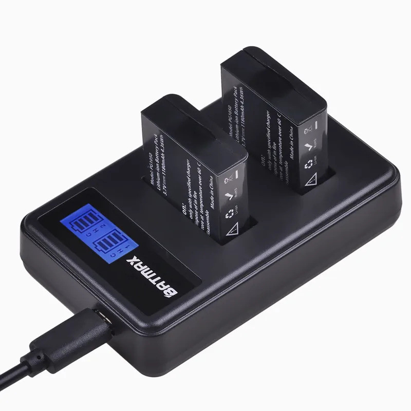 Batmax For SJCAM PG1050 Battery 1180mAh +LCD Dual Charger for SJCAM sj4000,sj5000 EKEN H9 H9R H3 H3R