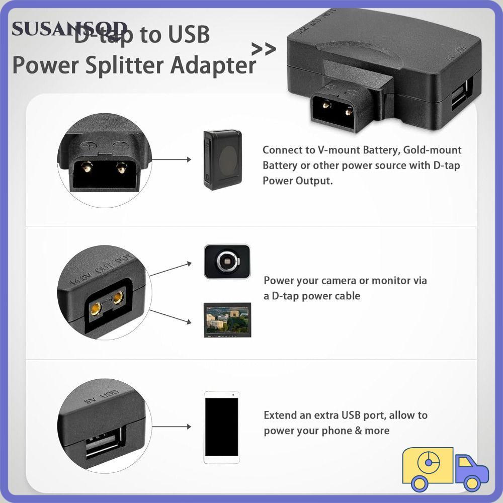 SUSANSQD Power Adapter,V-Mount Battery Male to Female D Tap to USB Adapter, Portable Universal 11V-1