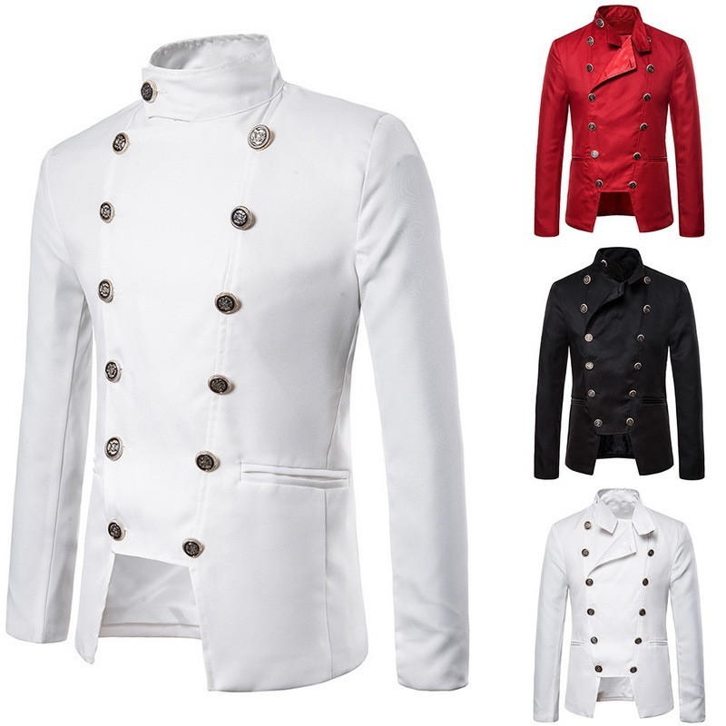ผู้ชาย Retro Punk Gothic Blazer Double Lapel ชุดงานแต่งงาน Blazer Stage Performance เครื่องแต่งกาย