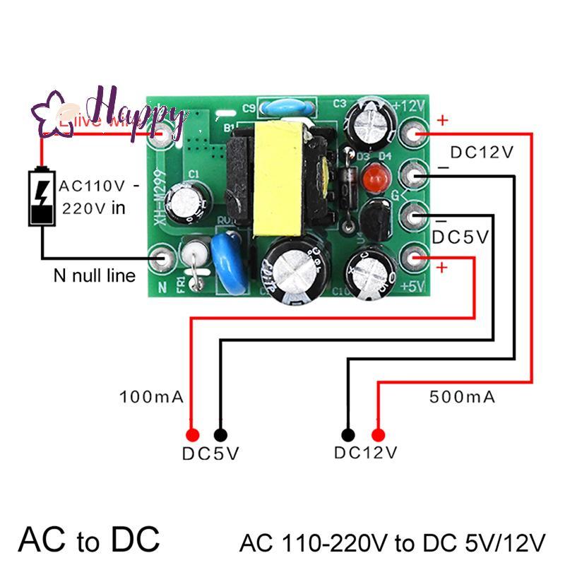 <Happybay> Mini AC-DC Converter AC110V 220V to DC 12V 0.2A+5V โมดูลบอร์ดลดราคา