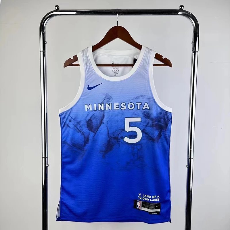 SW Version NBA24 Game Season Forest Wolves City Edition Jersey No. 5 Edwards Jersey เสื้อบาสเกตบอลชา