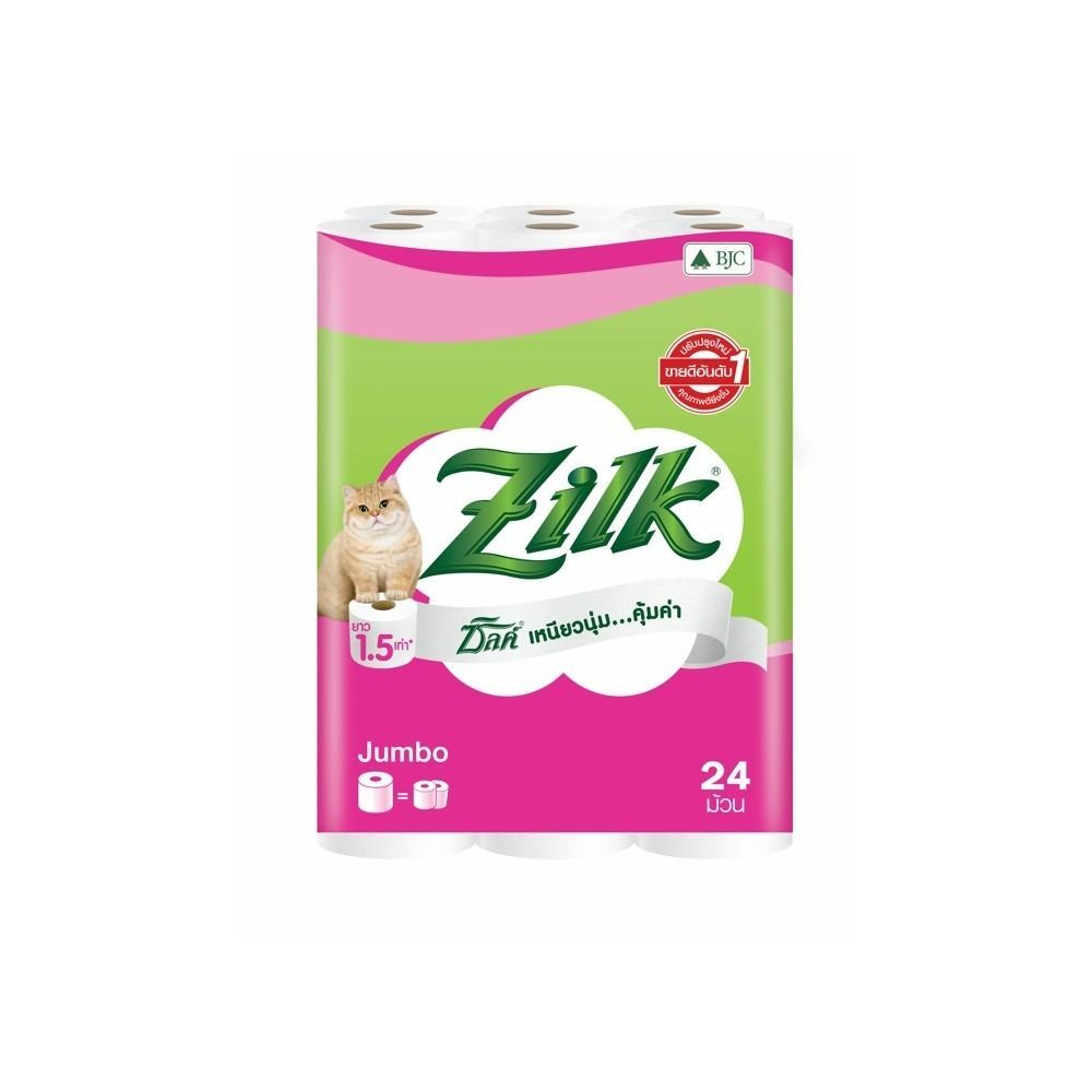 [สินค้าส่งด่วน]  ซิลค์กระดาษจัมโบ้24ม้วน ZILK JUMBO TOILET TISSUE 24 ROLLS