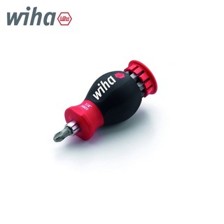 WIHA ไขควงด้ามสั้น Stubby แบบมีช่องเก็บบิตในตัวพร้อมแม่เหล็กหัวแบนและแฉกจำนวนบิต 6 ชิ้น 1/4 นิ้ว รุ่น 3801-01 รหัส 10386