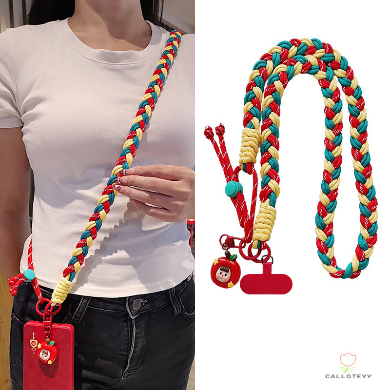สายคล้องคอ ที่แขวนมือถือแบบยาวปรับได้ สายคล้องคอโทรศัพท์ การป้องกันการสูญเสีย สายคล้องโทรศัพท์มือถือที่สามารถสวมใส่ในแนว