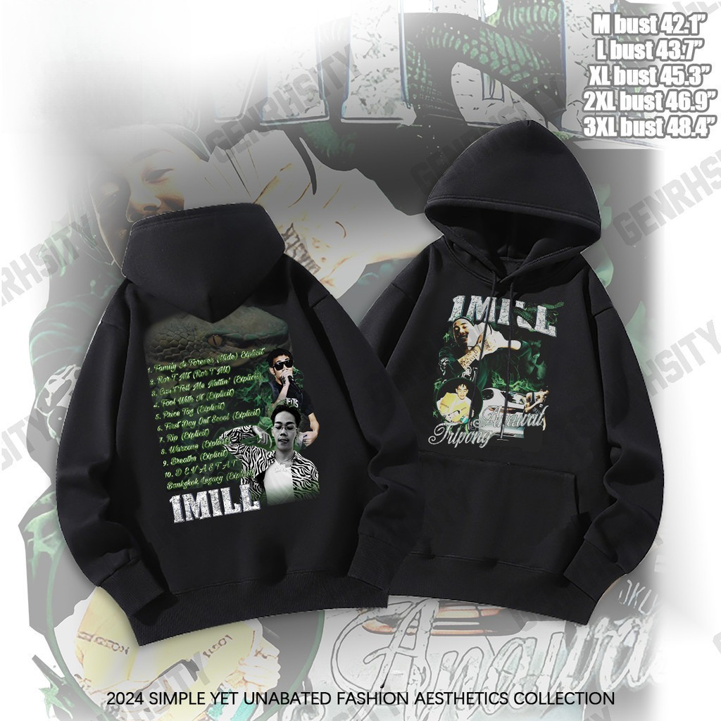 【ใหม่】เสื้อฮู้ด 1mill Hoodie Y2k Graphic ฮู้ดแขนยาว Unisex Cotton Fashion ฮู้ด Tops M-3xl